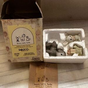 Vintage 1986 Precious Moments "Bunny, Lamb, Turtle" figurine set
